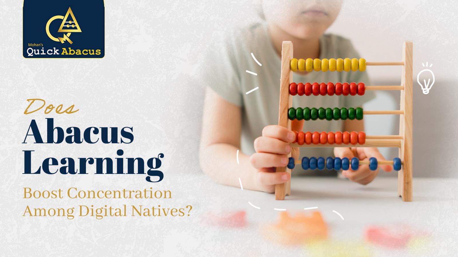 Child practicing abacus learning to improve concentration and mental math skills