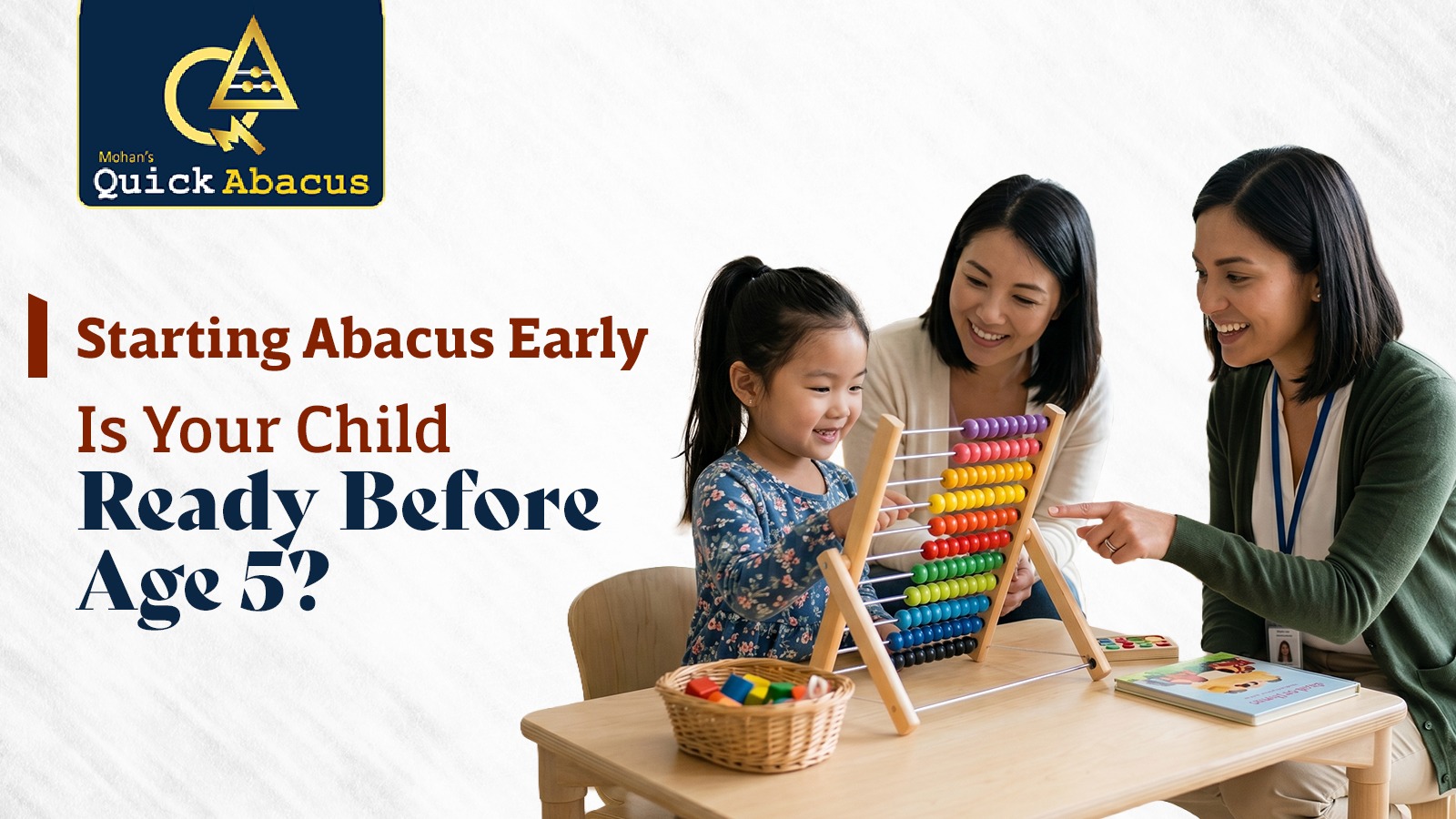 Child learning abacus in an early learning program designed to improve concentration, memory, mental math, brain development, and problem-solving skills through abacus classes for kids.