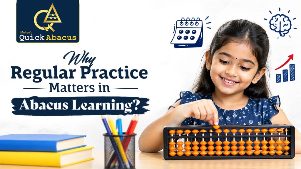 Child practising calculations with Quick Abacus learning
